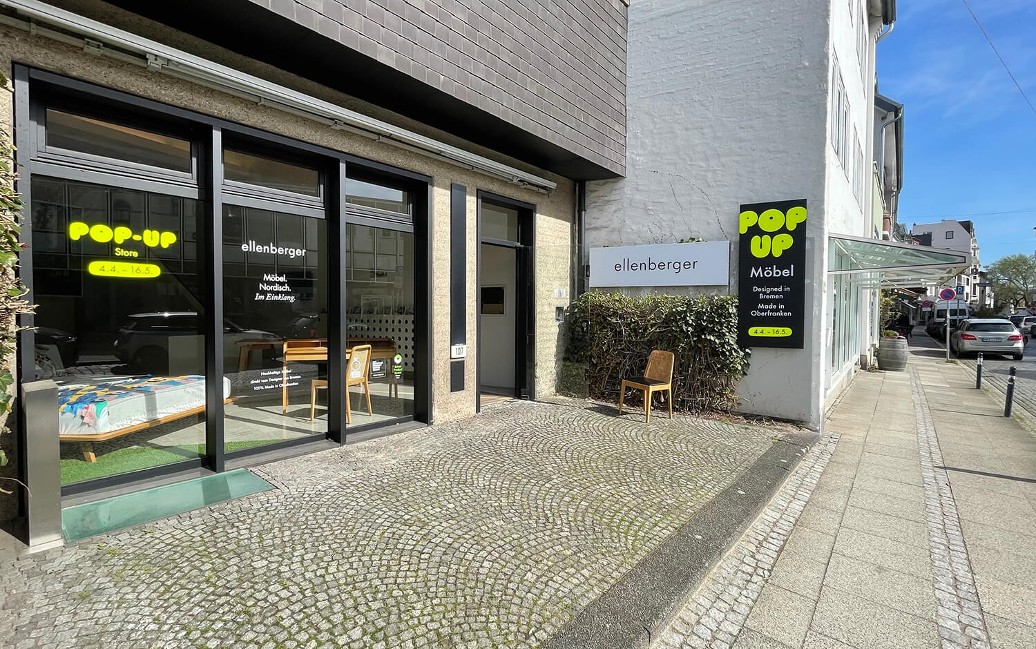 ellenberger Pop-up Store in Fedelhören Bremen mit Racquet Chair onv Hans K