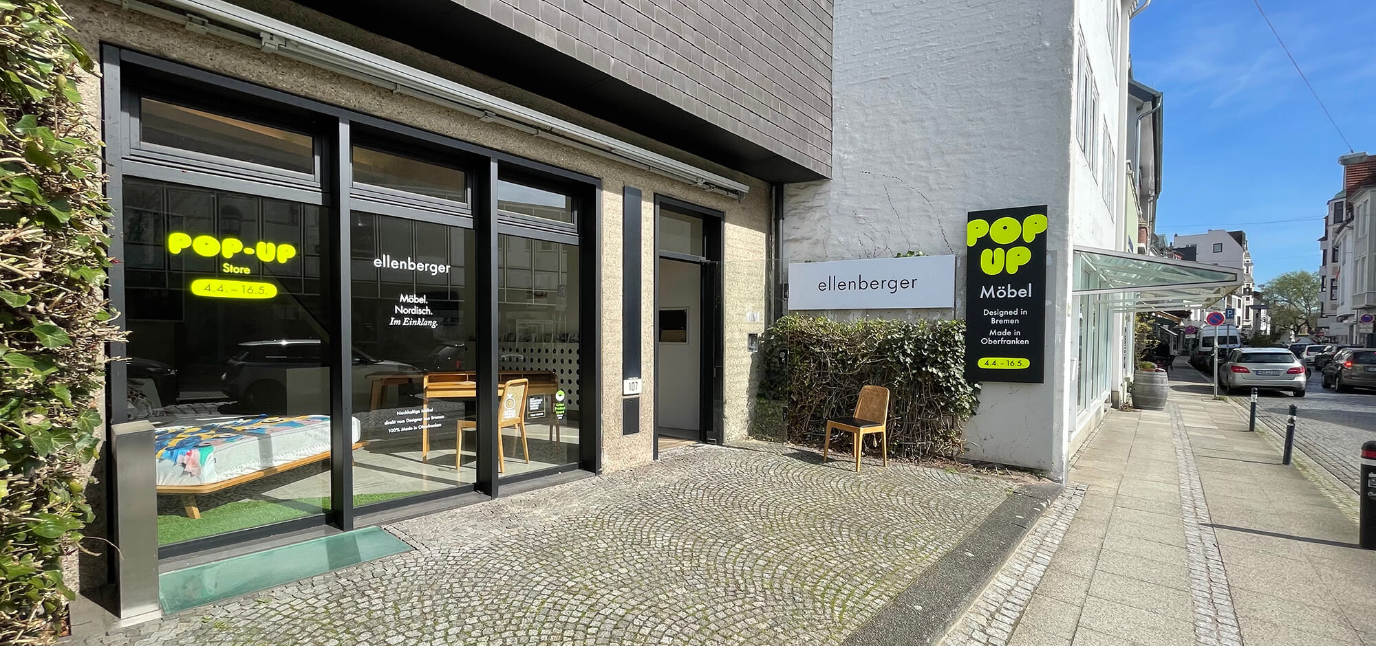 ellenberger Pop-up Store in Fedelhören Bremen mit Racquet Chair onv Hans K